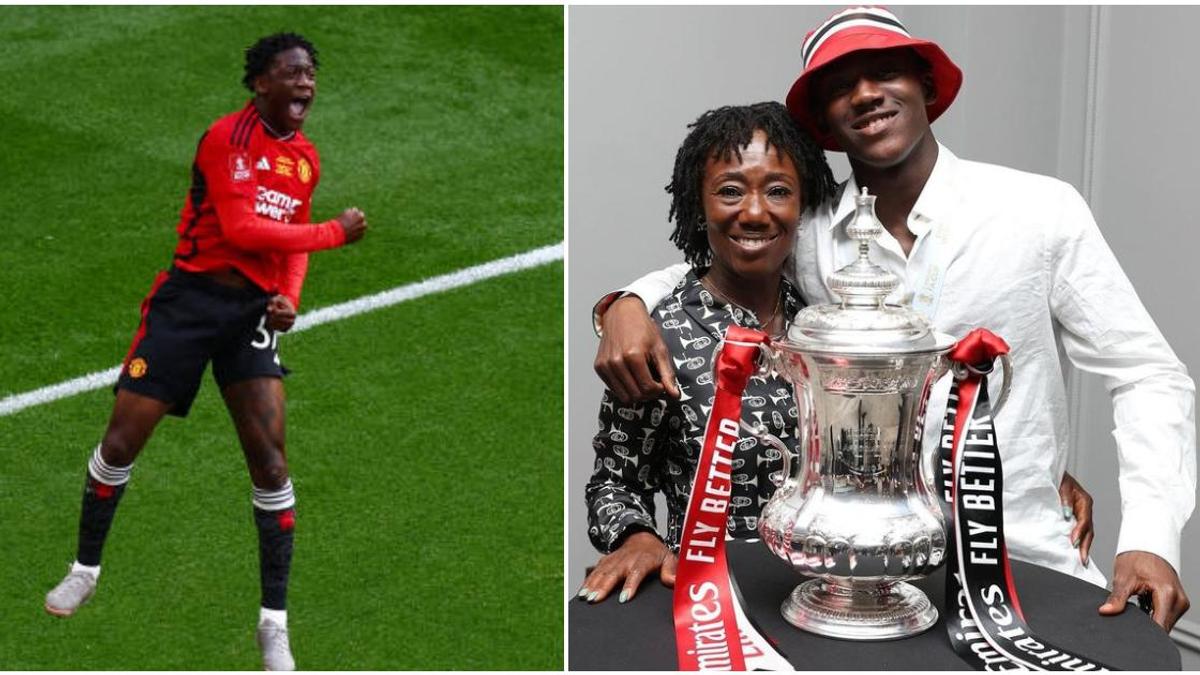 Kobbie Mainoo Celebration with his Ghanaian Mother. Image Credit: Sports Brief Kobbie Mainoo