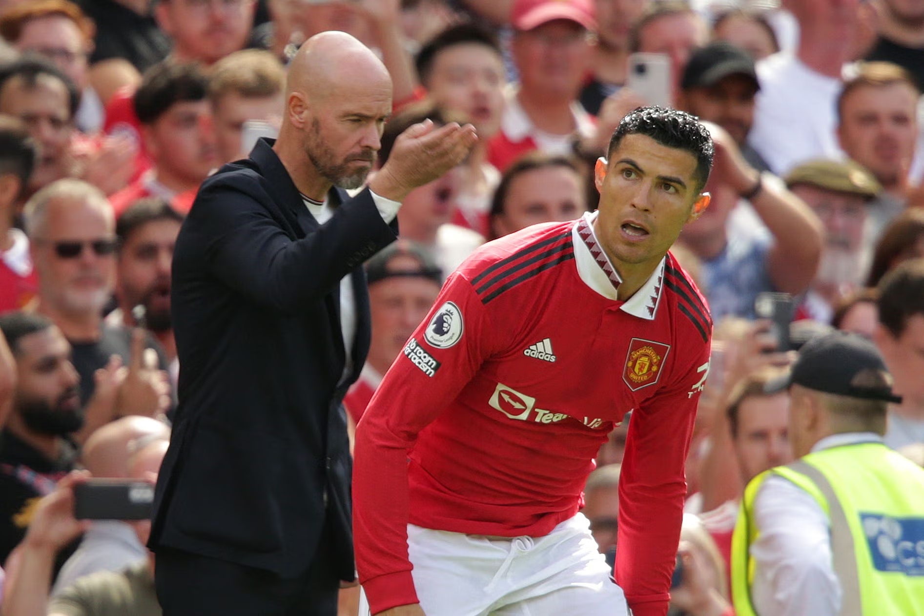 Ronaldo and Ten hag. Image credit: Ian Hodgson/PA Image