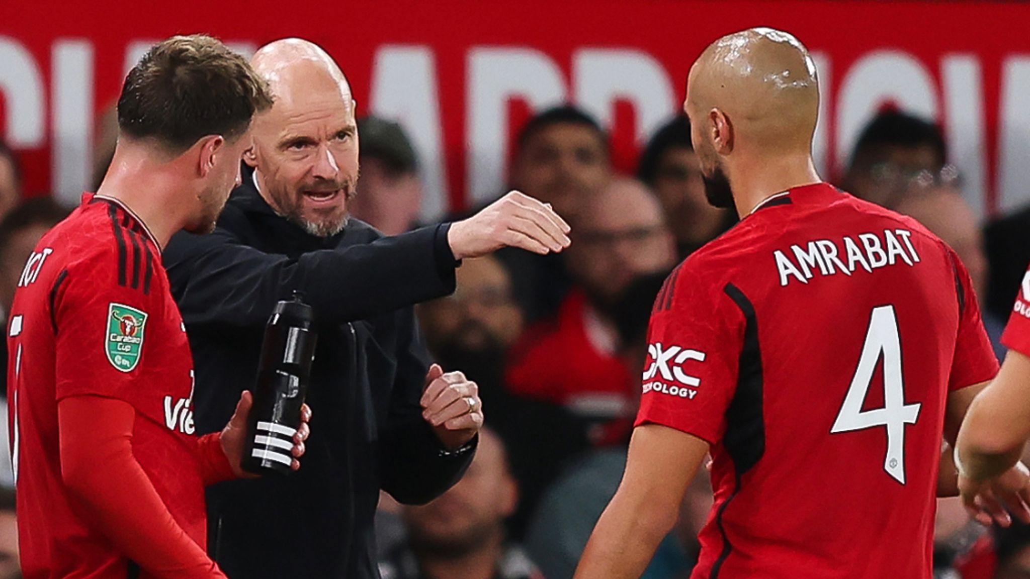 Erik teh hag - Mount - Amrabat. Image credit: skysports Image